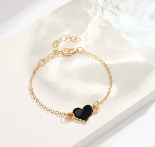 Black Heart Gold Bracelet